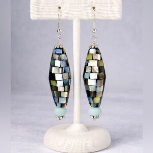 Sterling Silver Earrings Handmade Genuine Abalone Neutral Fun Cruise Beach